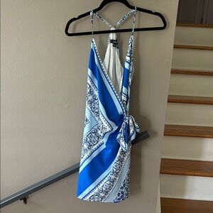 Lulu's Blue and White Patterned Mini Dress